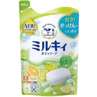 在飛比找PChome24h購物優惠-日本牛乳石鹼 牛乳精華沐浴乳補充包(柚子果香)400ml