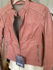 New Vintage PRADA Milano Nappa Leather Coral Biker Jacket Sz 42 Art.148138 $2175
