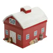 Pioneer Woman Country Red Barn Cookie Jar Lid Charlie Basset Hound Dog Stoneware
