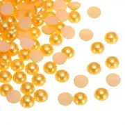300pcs Flatback Pearls 14mm ABS Plastic Half Round Dome Pearls, Gold Yellow