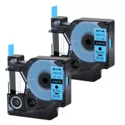 Black on Blue Laminated Label Tape For DYMO D1 45016 LabelManager 120P 2 Pack 7m