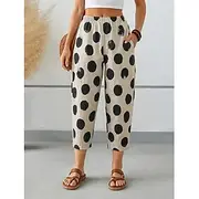 Women's Harem Pants Vintage Ankle-Length Mid Waist Graphic Abstract Comfy Breathable Quick Dry Stretchy Formal Vacation Street Black White Brown Green Summer S