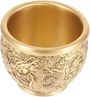 Dragon Pattern Treasure Basin Vintage Style Brass Bowl for Decor Storage