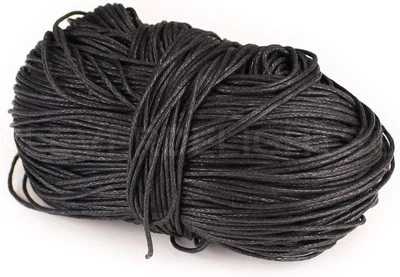 75 Feet - CleverDelights 1mm Waxed Cotton Cord - Black - Crafts Beading