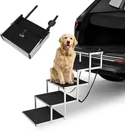 Collapsible Dog Steps Ramp,Aluminum Dog Ramp Step Stairs,4/5 Steps Folding Dog Car Ramp with Nonslip Surface,Portable Pet Steps Lightweight Aluminum for Car, SUV and Truck(Six Steps)