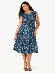 Peacock Floral Blaire Midi Dress