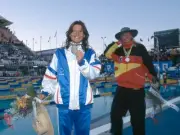 Roxana Maracineanu of France Dagmar Hase of Germany medallists in - Old Photo