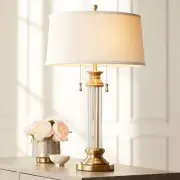 Rolland Traditional Table Lamp 30" Tall Brass Crystal for Bedroom Living Room
