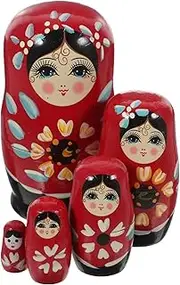 FRCOLOR Wooden Russian Nesting Dolls Hand Painted Matryoshka Educational Multi Layer Nesting with Bright Colors Wood Imaginative Play