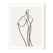 Line Girl 2 Framed Wall Art - White