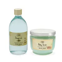 在飛比找PChome24h購物優惠-SABON 茉莉花語超值沐浴組 （磨砂膏 600g + 沐浴