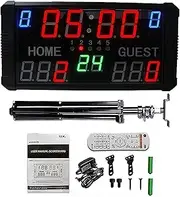 LED Portable Tabletop Scoreboard Professional Outdoor 14 Digits Multi Sports Electronic Digital Scoreboard for Basketball with 12 14 24s Shot Clock/Tripod,Referee Scoreboards & Timers