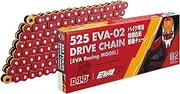 D.I.D 525EVA-02-120ZB RE&OR (Red & Orange) Motorcycle Chain with Caulking Joint X-Ring