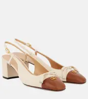 [Valentino Garavani] Valentino Garavani Valet du Roi leather slingback pumps AU 7 neutrals