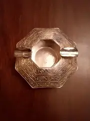 SOLID SILVER FULLY CHASED ELABORATE DESIGNS OCTAGONAL ASHTRAY