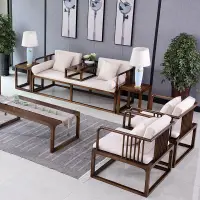 在飛比找樂天市場購物網優惠-家具 中式沙發組合新中式實木禪意可拆洗客廳家具三人位約羅漢床