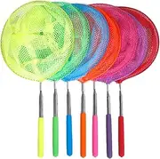 AIMALL 7PCS Kids Telescopic Fishing Nets with Stainless Steel Handles, Colourful Extendable Insect Butterfly Catching Nets for Outdoor Beach Pond River Exploration Fun