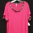 NWT Celeste Fuchsia Leopard Print Blouse 2X