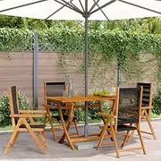 Reclining Garden Chairs 4 pcs Black Solid Wood Acacia Patio Chair