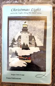 Christmas Lights Quilt Kit & Pattern, Applique Light House, Boat, Ocean 39"x50"