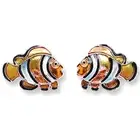 ✿ New ZARLITE Enamel Post Stud Earrings CLOWN FISH Sterling Silver Plated ZARAH