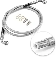 Mofun 47" Extended Length Hydraulic Front Brake Line Kit Stainless Steel For 16"-18" Handlebar Non-ABS Compatible with 2005-2014 Harley Softail Deluxe Fat Boy Slim, 2000-2005 Dyna Super Glide Chrome
