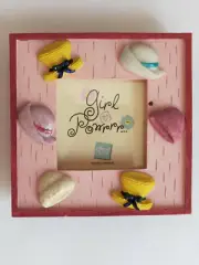 Russ - Girl Powrrr Photo Frame 3"x3"- Pink - Groovy Hats (Easel Stand / Magnet)