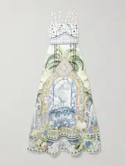 [Camilla] Camilla - Jardim Party Crystal-embellished Printed Linen And Silk-blend Maxi Dress - White - small small White