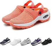 [LIUNJZXNS] Women's Orthopedic Clogs with Air Cushion Support,Summer Air Cushion Platform Mesh Shoes to Reduce Back and Knee Pressure, Orange, 7 Wide