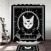 Black and White Egyptian Cat God Shower Curtain