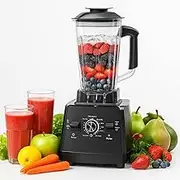 Commercial Blender with Sound Enclosure, 2200W Professional Smoothie Maker with 65oz BPA-Free Jar, Quiet Ice Crushing Blender with 8 Stainless Steel Blades, Variable Speed, for Frozen Fruits and Nuts