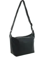[Milleni] Nappa Leather Double Zip Cross-Body Bag in Black
