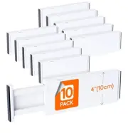 Lifewit 10 Pack Drawer Dividers Plastic 4" High, 11-17" Adjustable White