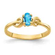 14K Yellow Gold 5x3mm Oval Blue Topaz ring