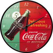 Coca Cola Red & Green Clock Nostalgic Art