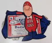BUD MAN Budweiser Cloak Sticker Decal 7 1/8"W x 6 1/2"H