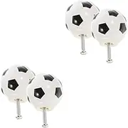 HOMSFOU 4 Pcs Handle Knobs for Dresser Drawers Ball Knob Cabinet Knobs Small Vanity Desk Soccer Dresser Knobs Sports Party Decorations Cartoon Cabinet Knob Cupboard Football Ceramics