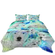 Winter Aurora Art Day Dream Polar Bears Coverlet