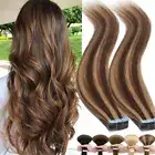 Russian Tape In Hair Extensions 100% Remy Human Hair Russian Skin Weft Thick Mix