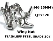 20 x M6 Stainless Steel 304 A2 Wing Nut 6mm Metric DIY - Free Post