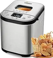 Automatic Breadmaker, Dough Maker with 15 Preset Menus, 3 Crust Colors, 3 Loaf Sizes, 15-Hour Reservation, Keep Warm Setting, Bread Baking Machine for Restaurant, Home, Kitchen