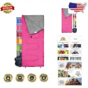 All-Season Pink Sleeping Bag - 1 Person, Lightweight for Camping & Backpacking