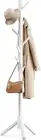 Coat Racks Free Standing, Sturdy Wooden Coat Tree with 8 Hooks and Adjustable Si