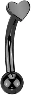 [Pierced Owl] 16GA ASTM F-136 Implant Grade Titanium Threadless Push-In Heart Top Eyebrow Curved Barbell