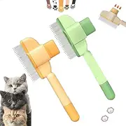 Zenbrush Cat Comb, Zen Brush for Cats, Self Cleaning Pet Comb Grooming Brush with Release Button, Removes Fur & Relieves Pain, Pet Grooming for Massaging and Cleaning Hairs (2Mix)
