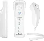 PowerLead Motion Plus Remote and Nunchuck Controller for Wii + Case Wii White White1