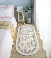 在飛比找樂天市場購物網優惠-北歐地毯臥室少女床邊毯家用橢圓形床邊花網紅地毯房間地毯