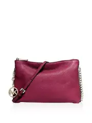 Michael Kors Jet Set Chain Medium Leather Top-Zip Messenger Bag Merlot