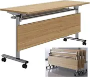 WYYDHGB Folding Computer Table, Flip Top Mobile Training Table, Lockable Wheels for Meeting Room, Training, Media Center, Classroom