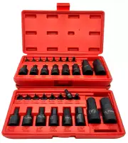 32PC HEX ALLEN MASTER IMPACT SOCKET BIT SET SAE & METRIC CR-MO 1/4",3/8",1/2"